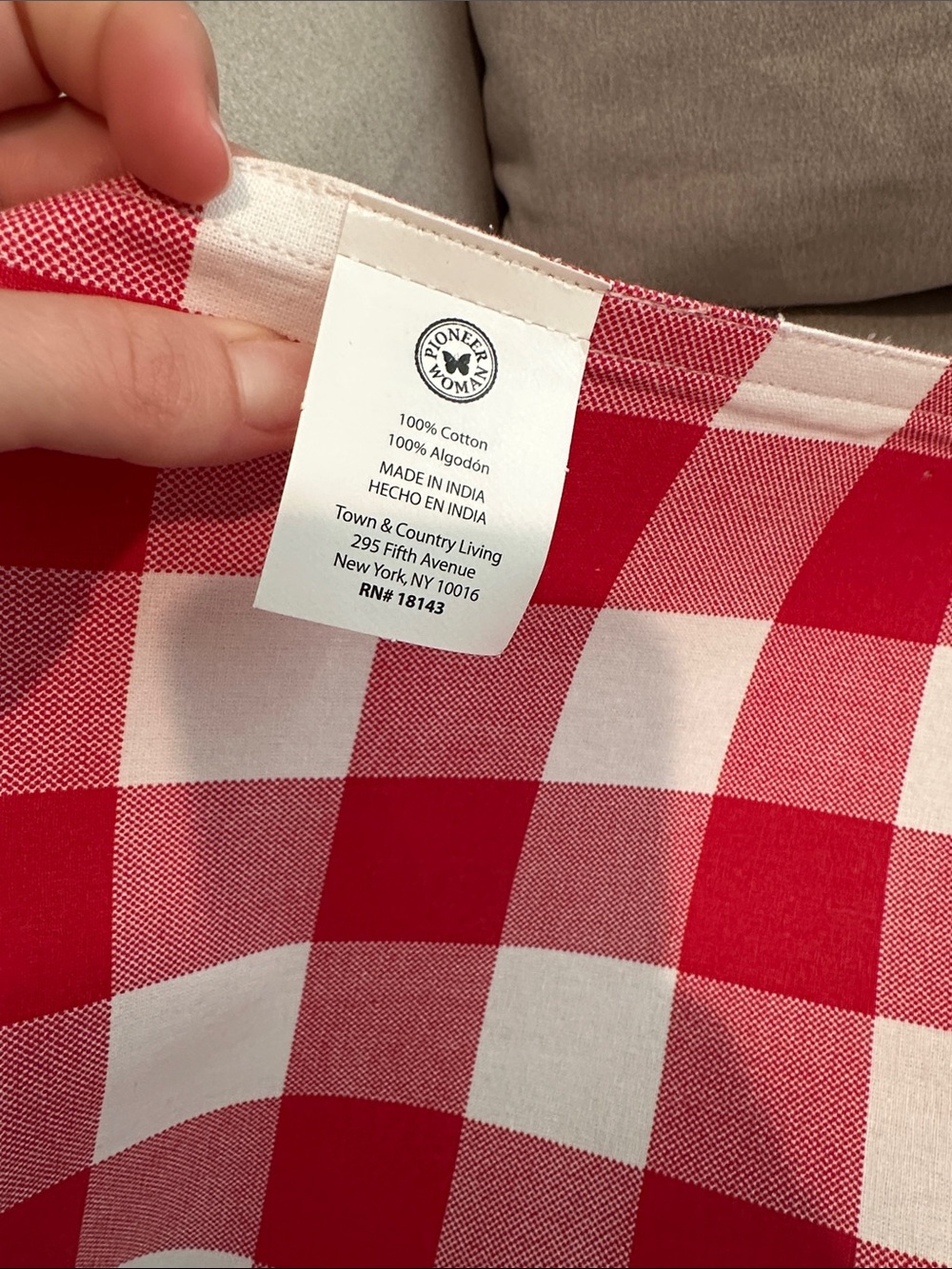 Pioneer Woman Red Buffalo Check Table Runner - Picture 2 of 3